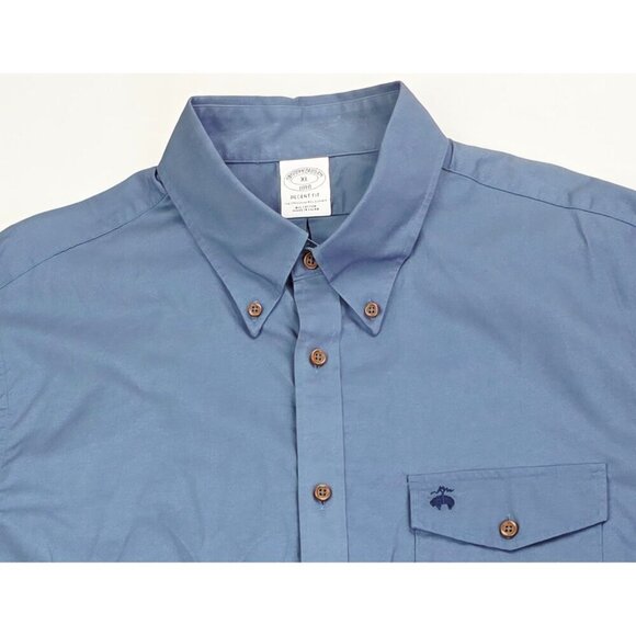 Brooks Brothers Regent Fit Size XL Mens Slate Blue Pocket Logo Button Down Shirt - Picture 6 of 8